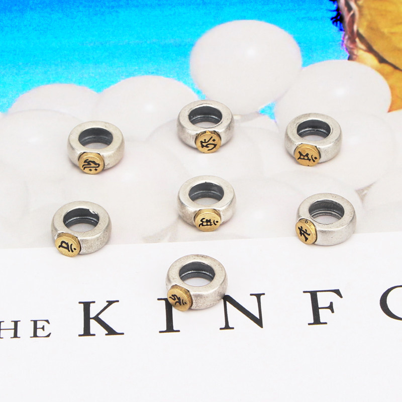 银势 S925纯银八大守护神隔片diy水晶饰品十二生肖大孔径手链配件