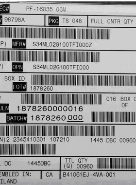 存储器 S34ML01G100TFI00 TSOP48 SPA 全新原厂原装现货 询价为准