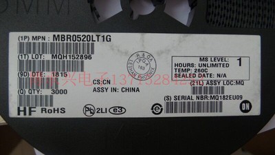 肖特基二极管 MBR0520LT1G SOD123 ON CJ 100%全新原厂原装现货