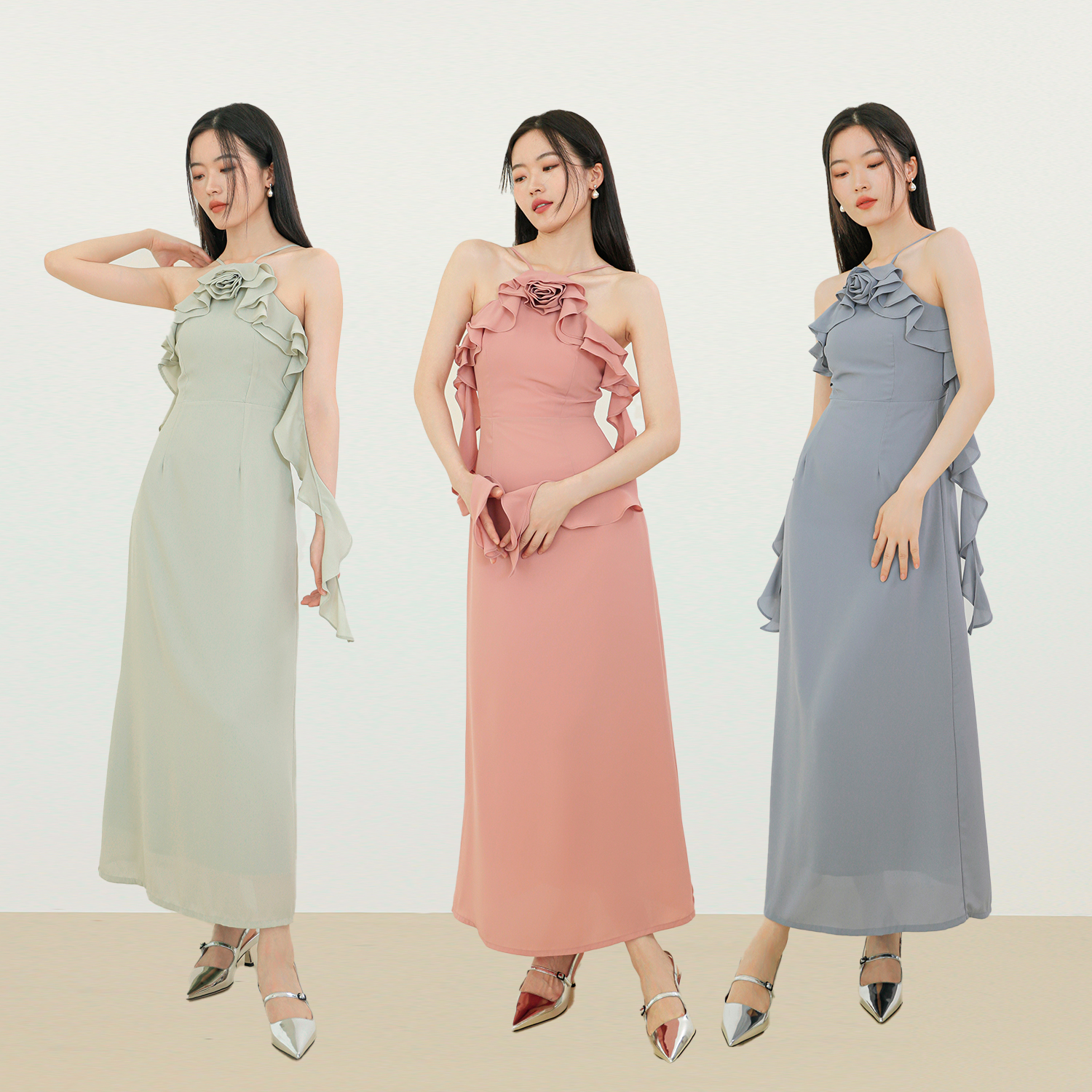 无袖礼服裙TANSSHOP挂脖