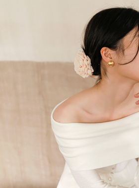 TANSSHOP一字肩露肩针织上衣修身长袖有弹力纽扣款内搭毛衣打底衫