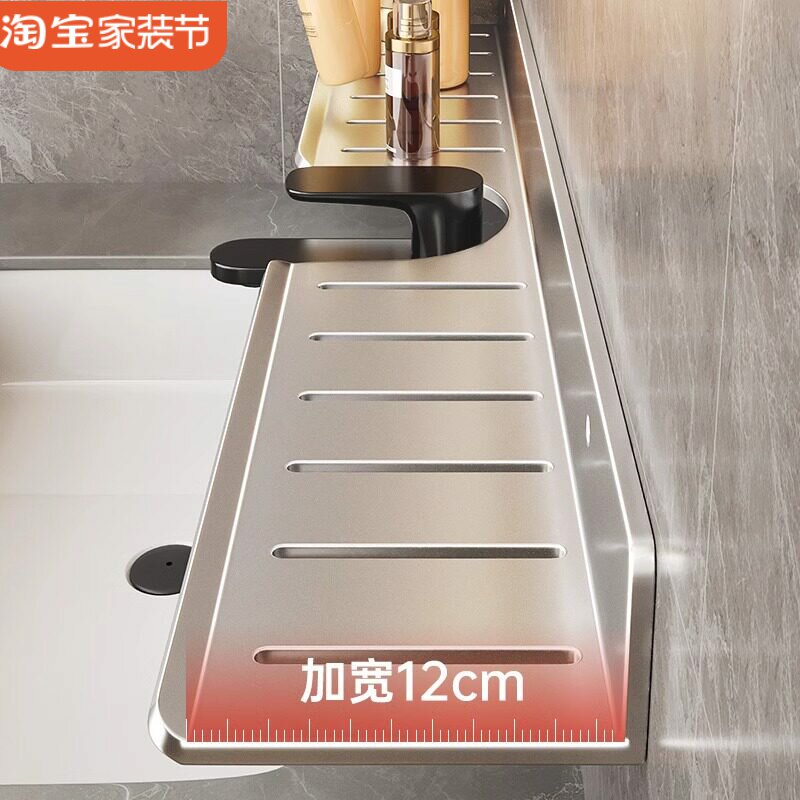 卫生间置物架墙上镜前浴室淋浴房收纳架太空铝枪灰一字隔板免打孔