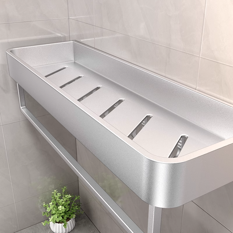 加厚浴室置物架壁挂式太空铝卫生间免打孔厕所洗漱台银色毛巾架子,家装主材,卫浴置物架,淘宝优惠券,粉丝福利购,淘宝优惠卷