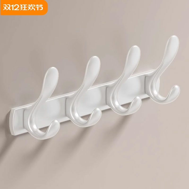奶白色太空铝门后挂钩免打孔壁挂墙壁上入户门衣柜挂衣架衣服挂钩