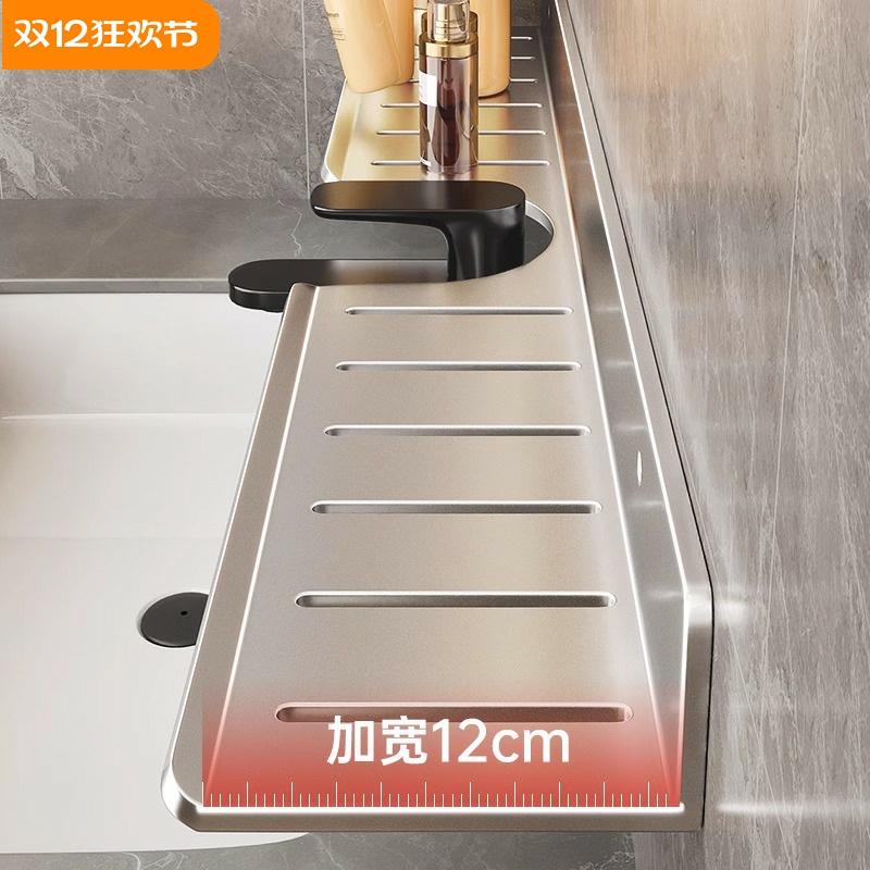 卫生间置物架墙上镜前浴室淋浴房收纳架太空铝枪灰一字隔板免打孔