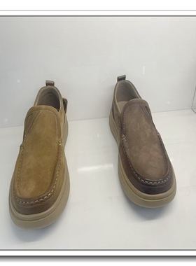 意尔康男鞋205秋季新款真皮平底舒适套脚男单鞋休闲6111AR60171A