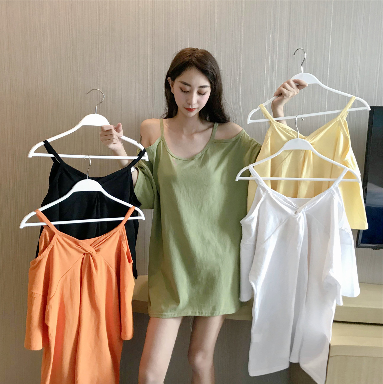 Net red T-shirt women's summer dress new Korean versatile short sleeve tide wide truffle back kink T-shirt watch out for the girl