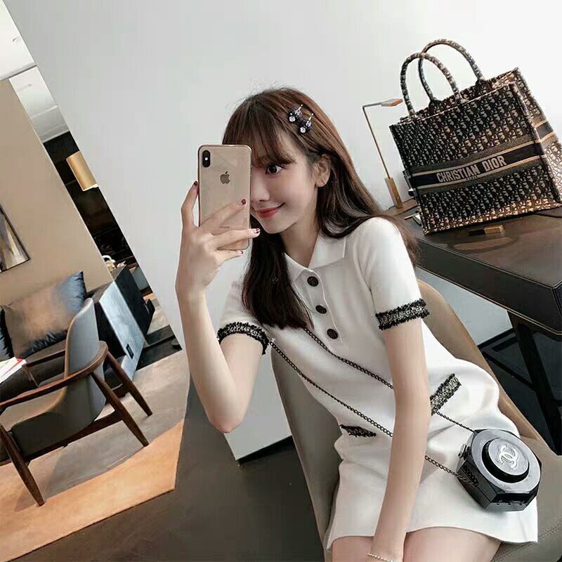 Spring and autumn summer new women's dress small fragrance French Platycodon collar casual dress women's popular skirt