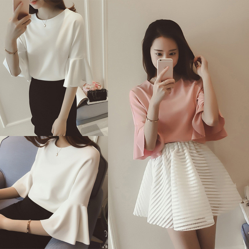 Spring and summer 2020 new Korean style Half Sleeve T-Shirt Top Korean style loose and thin five sleeve t-shirt female student