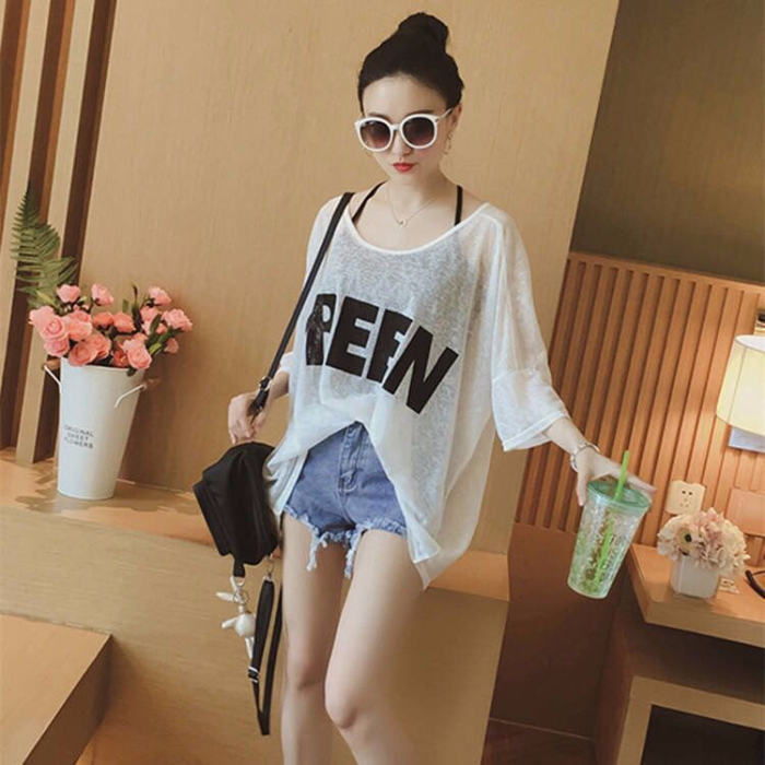 Short sleeve T-shirt women's 2020 summer new large loose round neck printing suspender two-piece base coat top women