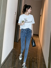 大碼女裝網紅小鄒菊學生寬鬆百搭中長款短袖恤女棉