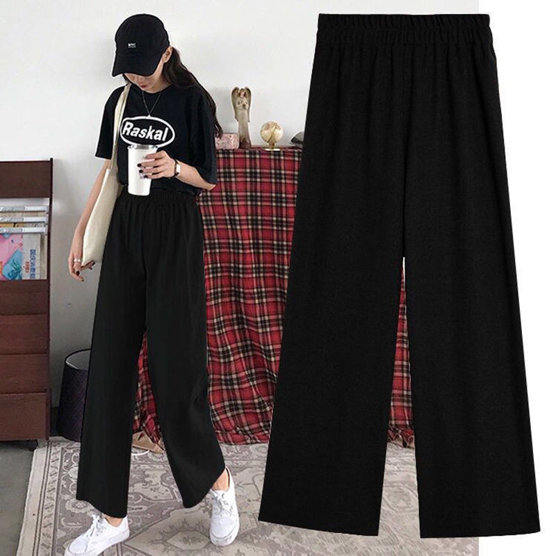 Pants female student Korean loose summer wide leg pants show thin Capris casual pants straight pants suit pants