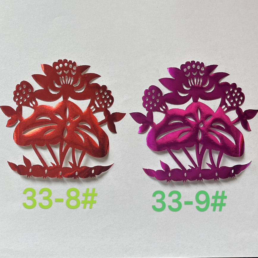 中国传统剪纸红纸民间艺术荷花