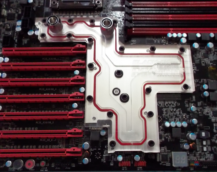 定做 EVGA X58 SR2主板一体冷头 南桥 供电 透明