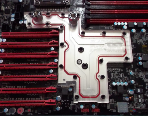定做 EVGA X58 SR2主板一体冷头 南桥 供电 透明