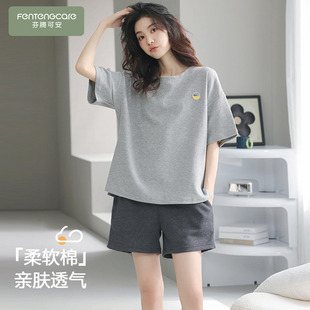 短袖 纯棉2026年新款 短裤 女士夏款 夏天 睡衣女款 灰色家居服套装 夏季
