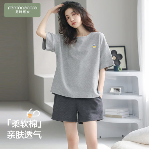 纯棉套头夏季女士短袖家居服