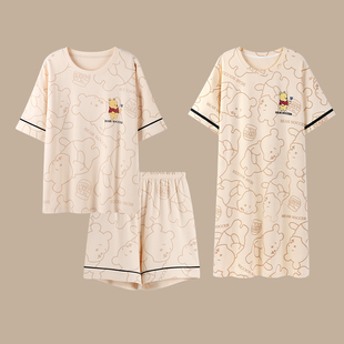 三件套睡衣女士夏季 纯棉短袖 薄款 夏天棉可爱卡通睡裙软家居服套装
