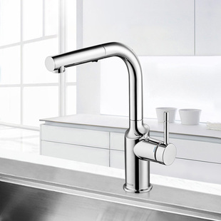 摩恩厨房抽拉式冷热水龙头铜防溅水可旋转洗菜盆洗碗池龙头67100