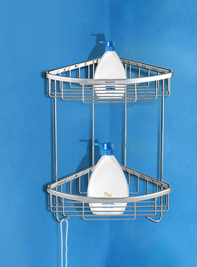 摩恩双层角蓝单层厕所置物架收纳篮卫浴挂件铜卫生间三角架90102