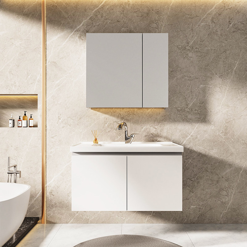 Moen摩恩浴室柜镜柜现代简约美式浴室洗漱柜组合套装白色挂墙罗亚