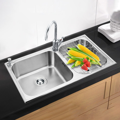 摩恩厨房水槽双槽套餐304不锈钢