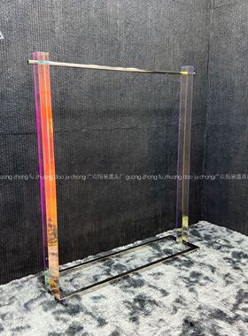 服装店展示架亚克力陈列架辅料挂布料架落地式中岛架不锈钢侧挂架