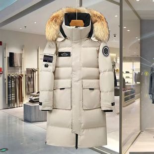 2025羽绒服男长款过膝极寒高充绒量户外工装防风保暖白鸭绒服外套