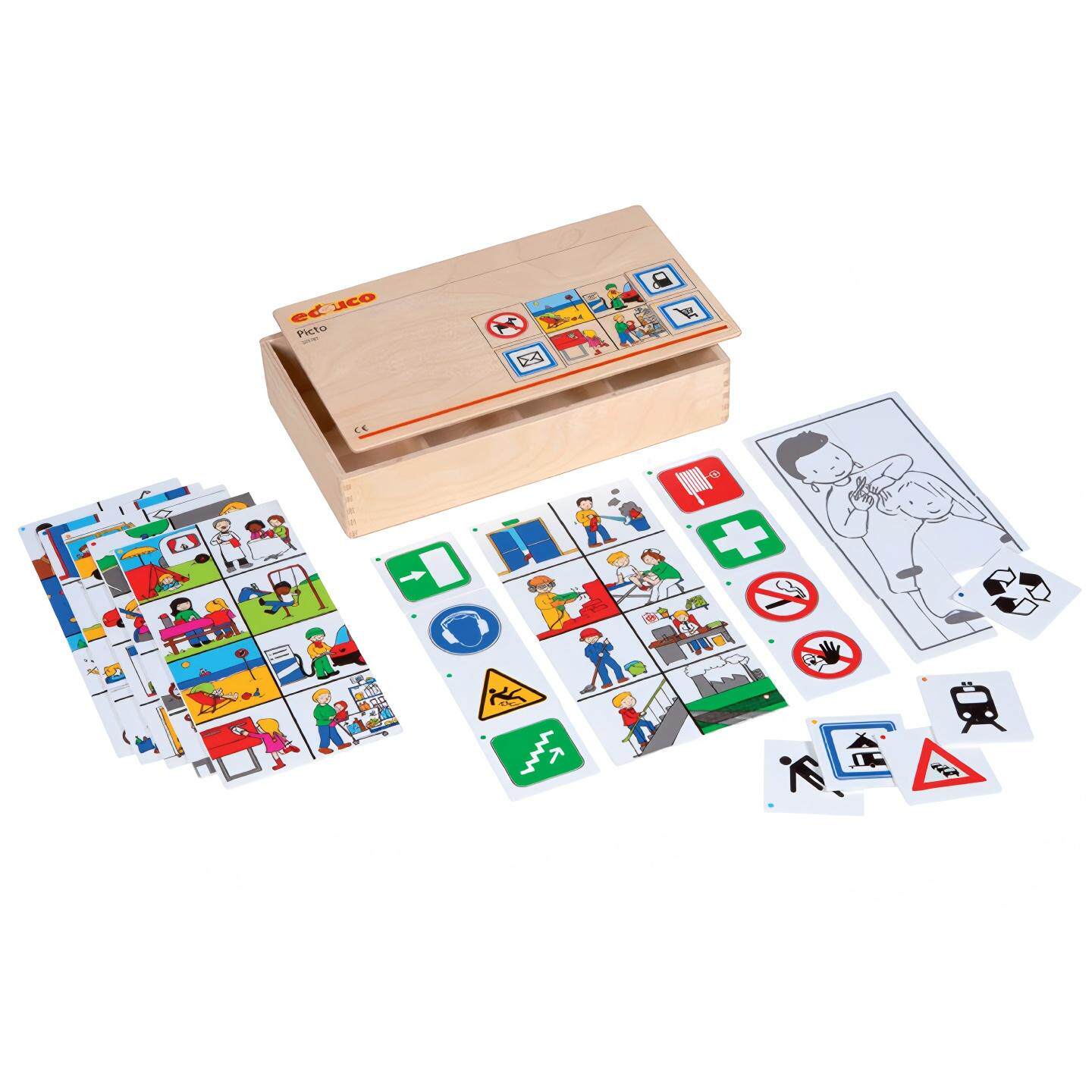 荷兰educo指示牌游戏盒幼儿童早教益智思维训练学习配对木制玩具