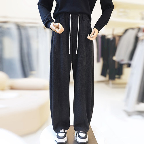 大码胖mm加厚运动休闲弯刀裤女