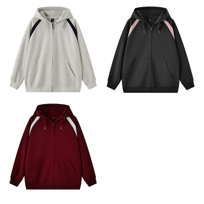 拉链卫衣外套连帽抽绳2025秋冬新款拼接上衣男女同款重磅外搭卫衣