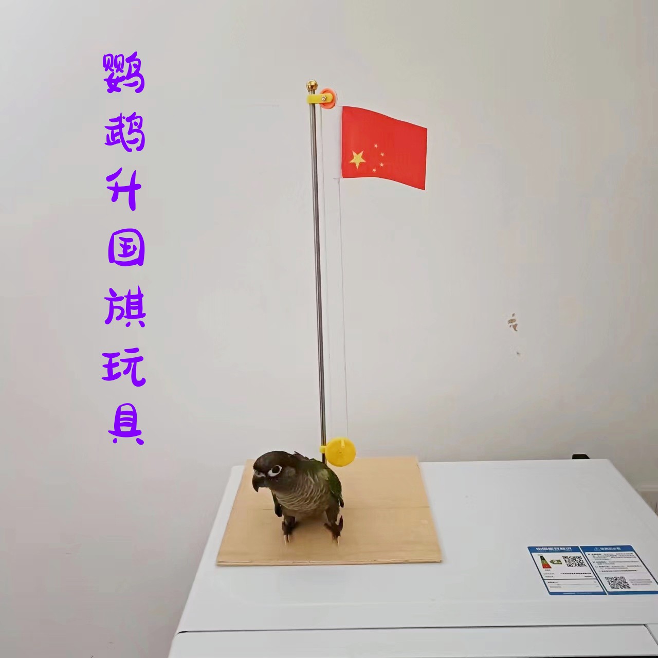 鹦鹉智力玩具训练道具升国旗升