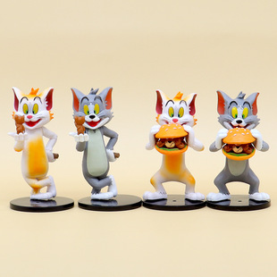 动漫猫和老鼠手办模型汉堡汤姆猫杰瑞鼠周边桌面装饰摆件