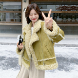 新款~牛油果绿皮毛一体加厚外套2C118-M871-P205控308，女装皮草，2C118