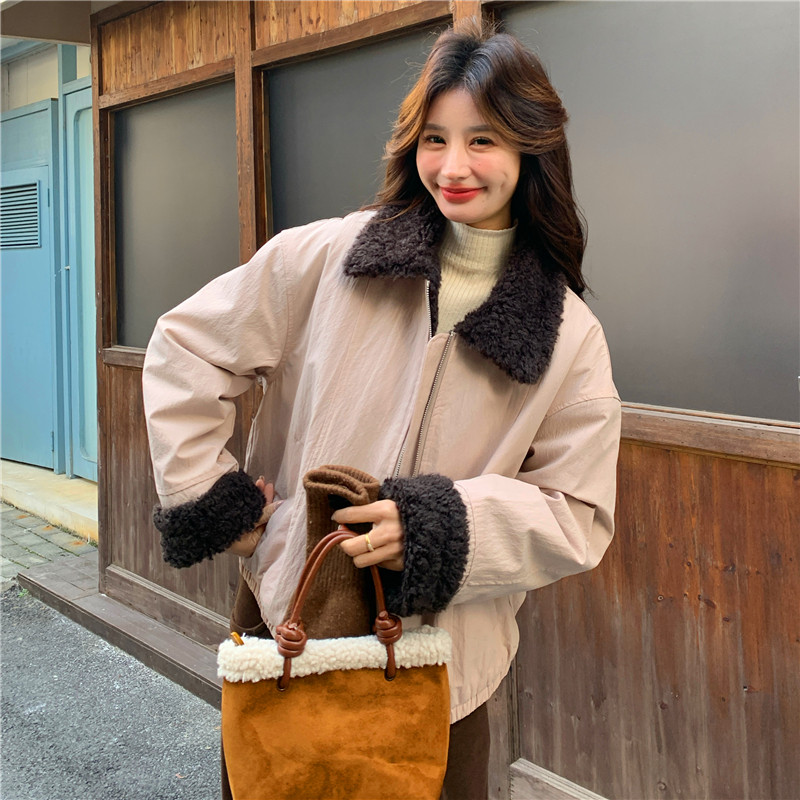 有货~粉色小个子短外套派克服毛毛内胆2C118-M869P195控298，女装短外套，2C118