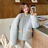 有货~浅蓝色羊羔毛派克服加厚棉服2C118-M868-P215-控318，女装短外套，2C118