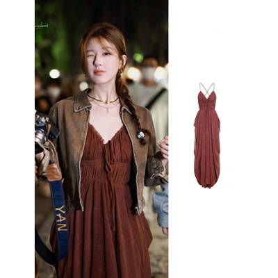 明星赵露思2025新款外套吊带长裙