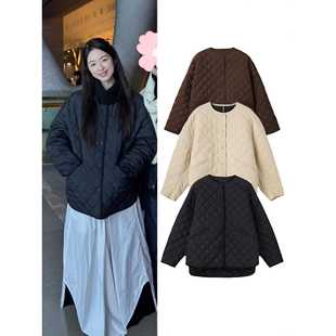 金晨何穗翁青雅同款黑色时尚减龄轻薄菱格棉衣外套女冬季羽绒棉服