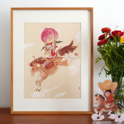 一二山马上封侯皇小小原创水墨新中式客厅书房玄关国风装饰画挂画