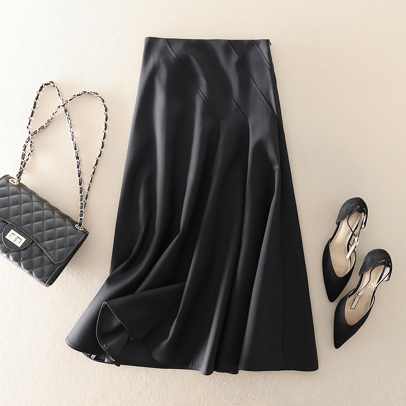 2025春秋中长款百搭羊毛大摆裙