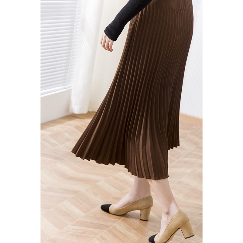 优雅垂感a字半身裙中长款百褶裙