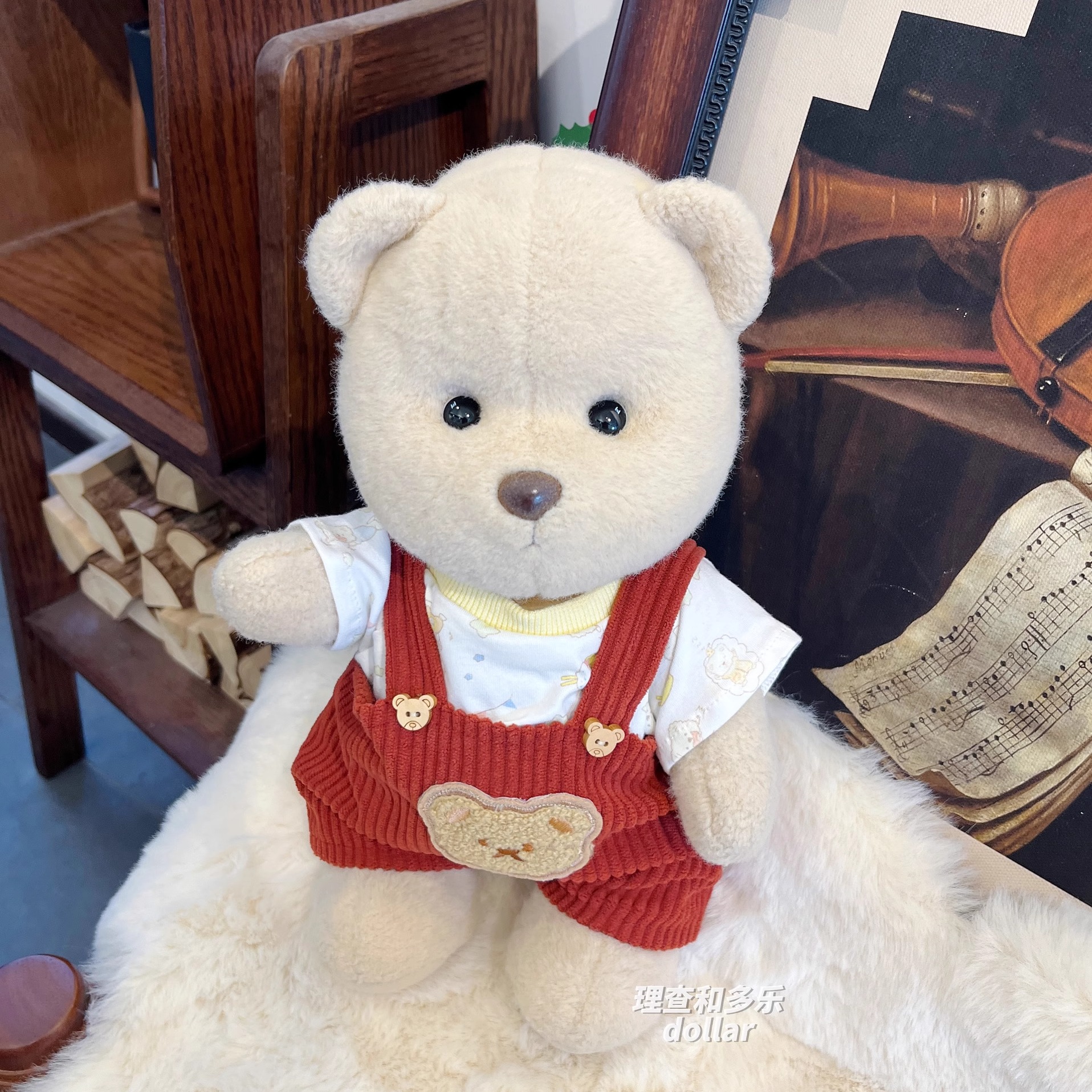 莉娜熊衣服中号圣诞玩偶衣服Nici小熊衣服可爱短袖背带裤福宝衣服