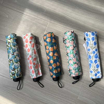 三折手开花朵小清新黑胶遮阳防紫外线太阳伞