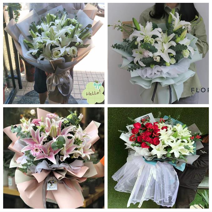 红玫瑰百合向日葵鲜花同城花店束递上海市嘉定区外冈江桥镇工业区