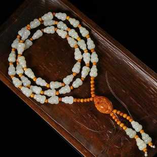 天然水晶手链天然新疆和田玉手串佛珠项链 葫芦毛衣链多圈玉质细