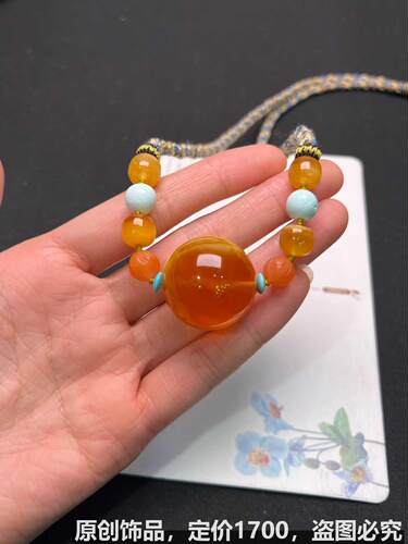 天然水晶手链手串串珠蜜蜡锁骨链蜜糖色尺寸 搭配项链