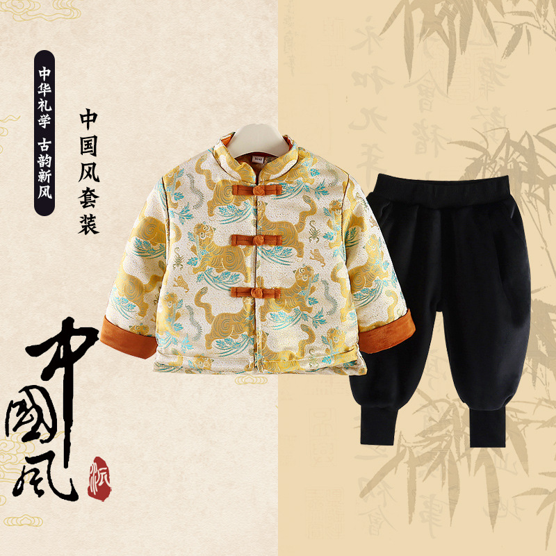 男童25年冬新款长袖拜年服套装儿童中国风民族过年服汉服宝宝唐装