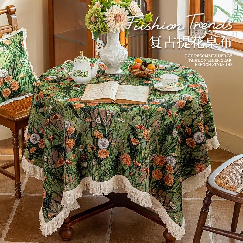 美式乡村复古桌布轻奢高级感布艺餐桌布长方形加厚茶几布野餐盖布,居家布艺,桌布,淘宝优惠券,粉丝福利购,淘宝优惠卷