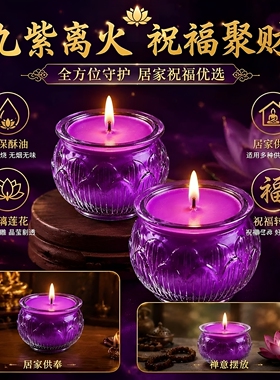 九紫离火紫气东来莲花酥油灯无烟