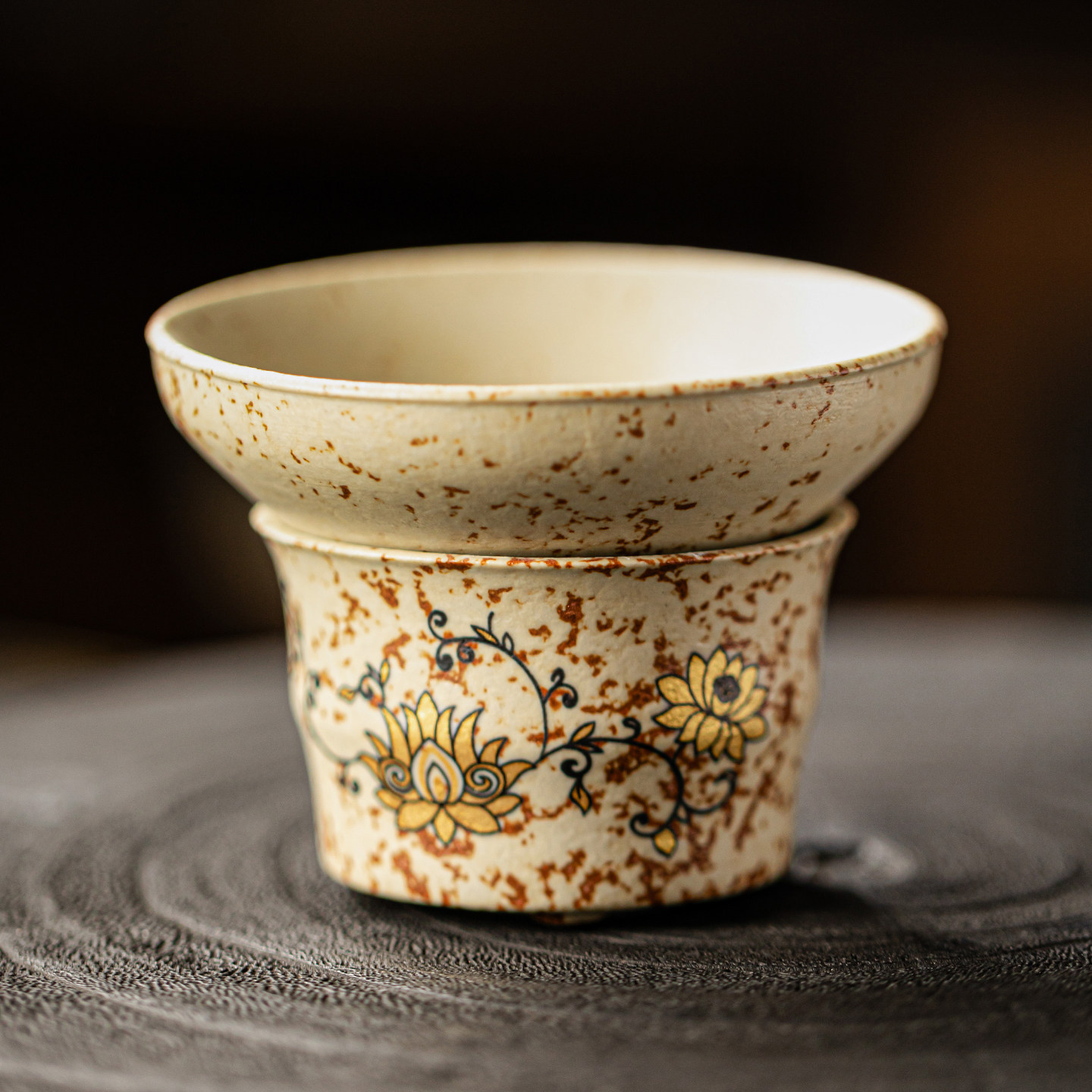 瓷牌茗火石红莲韵禅心过滤组合家用泡茶分茶器茶滤复古过滤茶配件